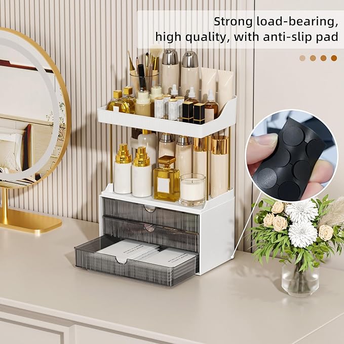 Strong 3 Drawers Bathroom Counter Organizer, 5 Tier Makeup Organizer