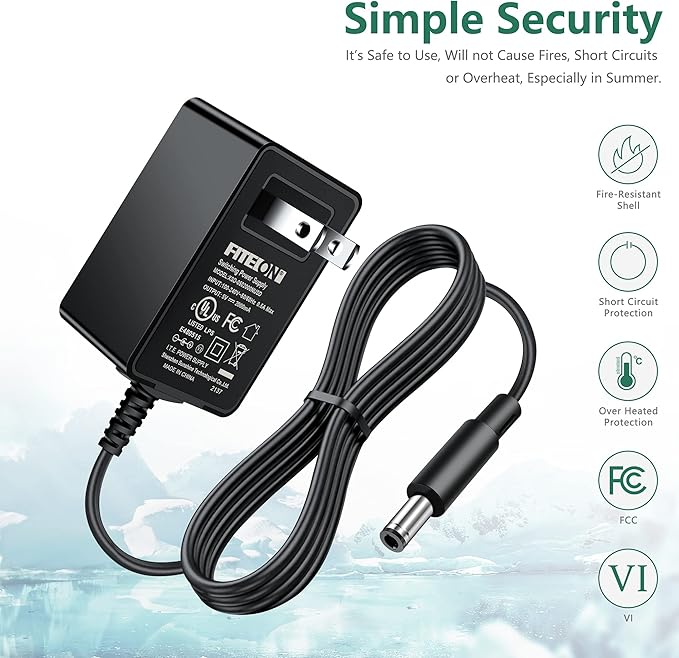 FITE ON 5V Power Adapter Replacement for NOREWER Electric Spin Scrubber Power Bathroom Cleaner Hurricane SpinScrubber Brush Rechargeable Battery Charger UL Listed