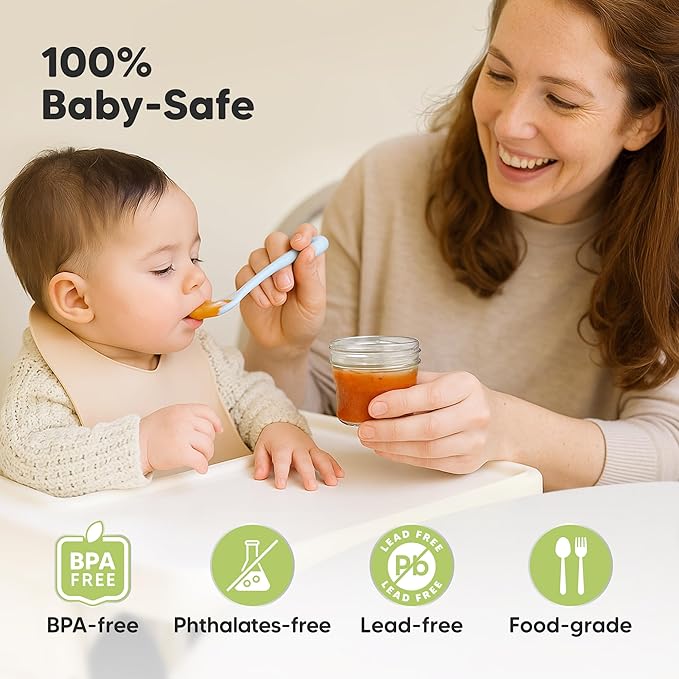 KeaBabies 12pk 4oz Glass Baby Food Containers with Lids - Leak-Proof, Microwavable Small Glass Jars, Baby Purees & Toddler Snack Storage Containers, BPA-Free, Dishwasher & Freezer Safe (Nord)