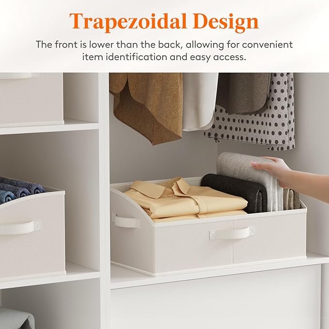 Trapezoid Closet Storage Bins for Shelf, White