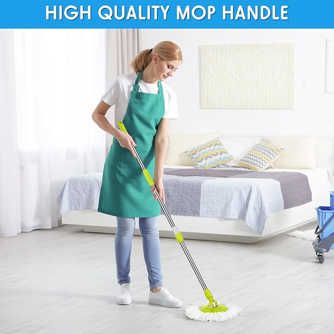 Spin Mop Replacement Handle 360 Degree Spin Mop Pole Handle Replacement Rotating Telescopic Stick for Head Replace Spinning Household Cleaning Accessories for Home(Green)