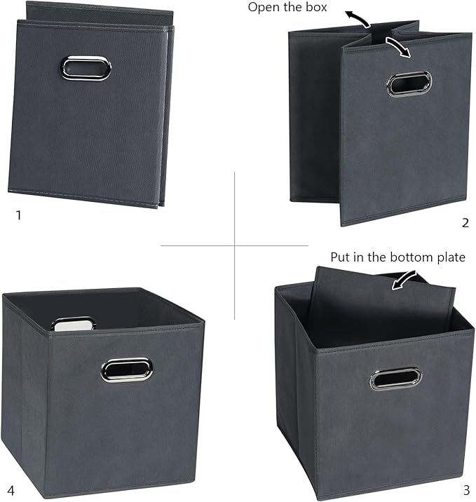 Fabric Cloth Storage Bins,Fabric Cube Organizer with Dual Handles Foldable Cube Storage Baskets for Home Bedroom Storage,Set of 12,(Gray)