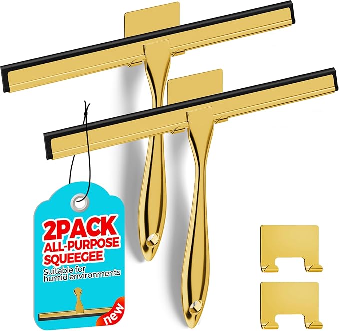 ALFLOD 2PACK All-Purpose Shower Squeegee for Shower Doors, Bath Linen Sets, Tile Shower Walls, Bathroom, Window, Glass and Car Windshield
