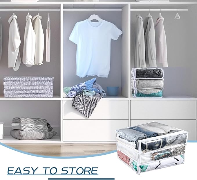 10 Pack Clear Storage Bags with Zipper Large Plastic Zippered Storage Bags for Blankets Clothes Sweaters Pillow Bed Sheet Storage Organizers 16 x 14 x 4 Inch