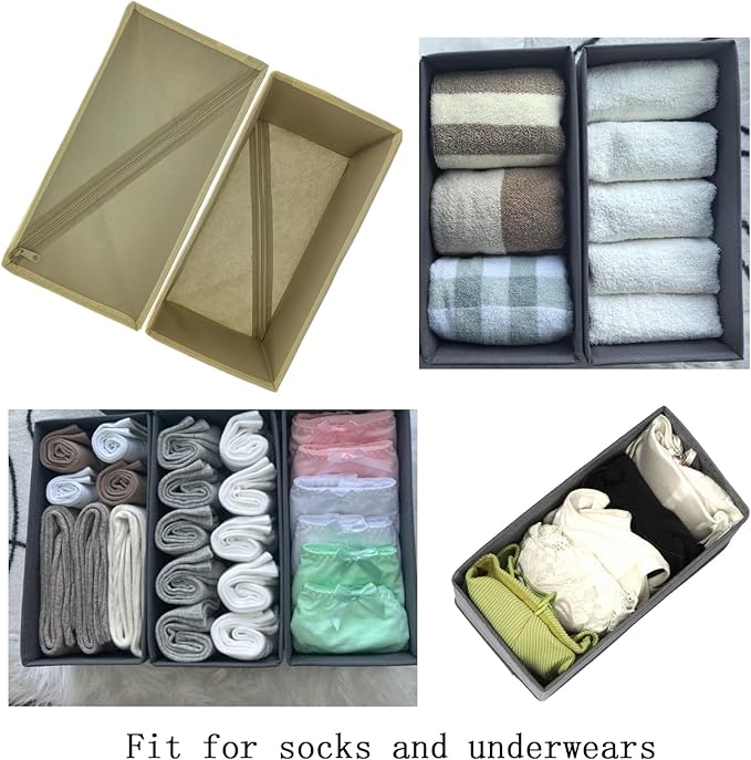 Sock Drawer Organizer 3 Pack, Khaki