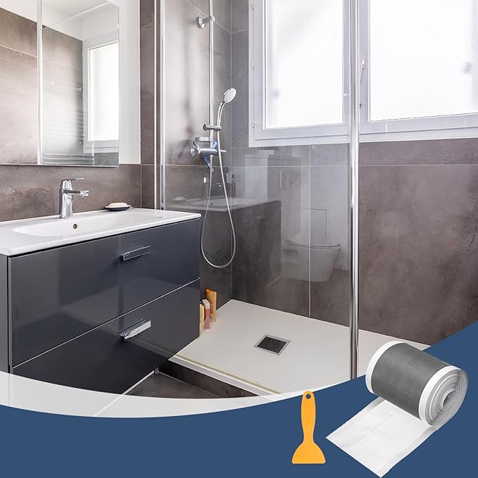 uxcell Disposable Shower Drain Cover Hair Catcher, 3.94in x 32.8ft Self Adhesive Mesh Hair Stopper with Removal Tool for Bathroom Kitchen Linear Drain