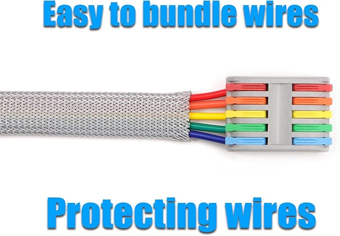 25ft PET Expandable Braided Cable Sleeve 1/2inch(12mm) Pet Braided Cable Sleeve for Audio Video Device Wire Automotive Wire (Grey)