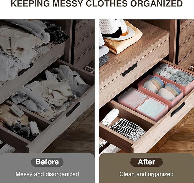 DIMJ Drawer Organizer for Clothing, 18 Pack Fabric Drawer Organizer Bins, Foldable Sock Organizer for Drawer, Dresser Organizer for Clothes, Socks, Bra, Tie