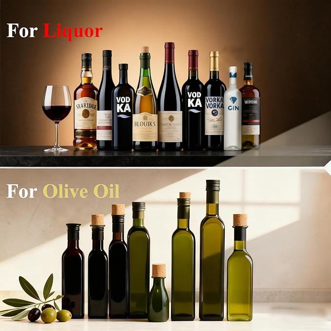 Olive Oil Pour Spout with Adapters, Oils Pourer for Olive Oil Dispenser Bottle, Easily Turn Your Bottles into Dispensers for Liquor,Oils,Bottle Pourers (Rose gold, 6 Pack Pour +Adapters)