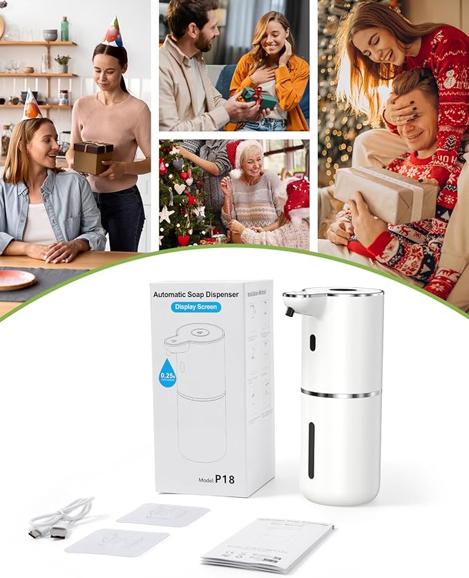 KeeKit Automatic Soap Dispenser, 380ml/12.8oz Touchless Foaming Soap Dispenser Rechargeable, Wall Mounted with 6-Level Adjust Automatic Soap Dispenserable Foam, IPX5 Waterproof, for Bathroom, Kitchen
