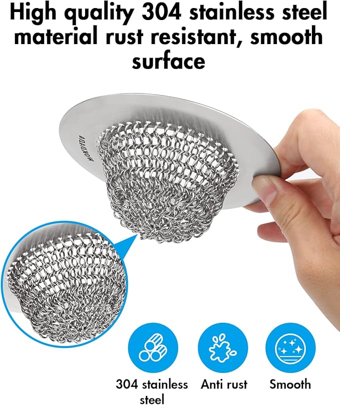Wokdada Sink Drain Strainer, Reversible Easy Clean Mesh Sink Strainer with 304 Stainless Steel