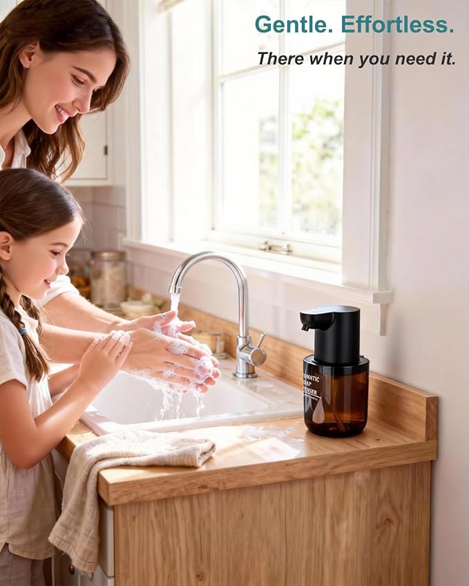 Automatic Soap Dispenser Touchless, 4-Level Adjustable Liquid Soap Dispenser, 13.5oz/400ml USB Rechargeable, IPX5 Waterproof, Countertop or Wall Mount, for Kitchen Bathroom, Black