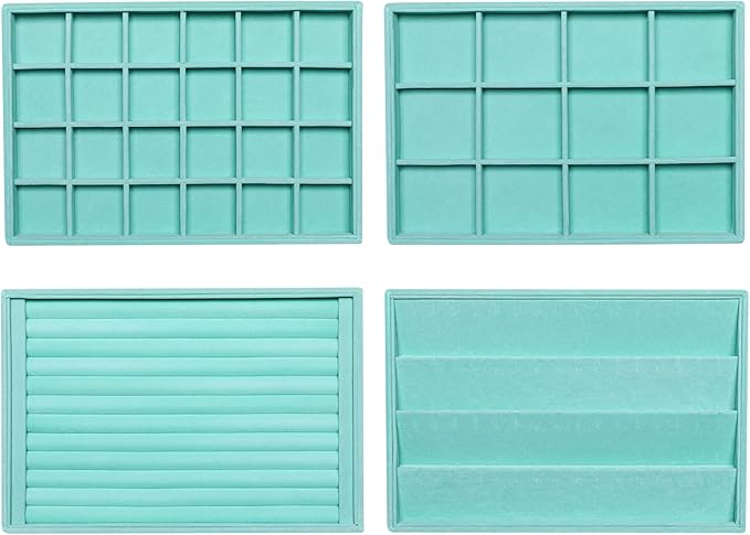 Frebeauty Stackable Velvet Jewelry Organizer Trays for Drawers Inserts Jewelry Storage Tray Display Case