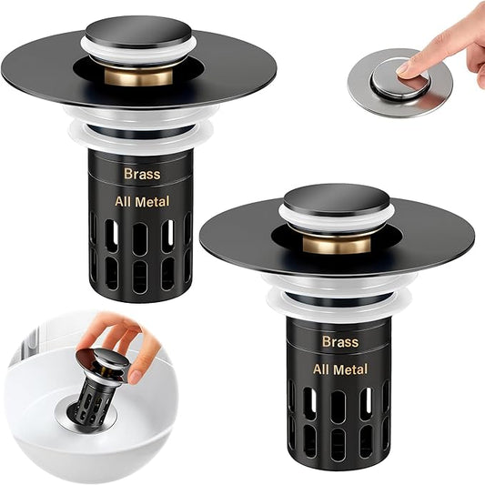 (All Metal) Bathroom Sink Stopper,Pop Up Drain for Bathroom Sink,Sink Stopper Hair Catcher