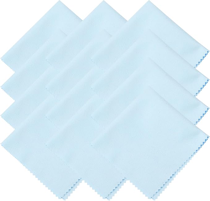 uxcell 12 Pcs Microfiber Cleaning Cloth for Glasses, 11.8 x 11.8 Inch Eyeglass Cleaning Cloth, Glasses Cleaner Wipes for Electronics Lenses Screens Cameras Cell Phones, Light Blue