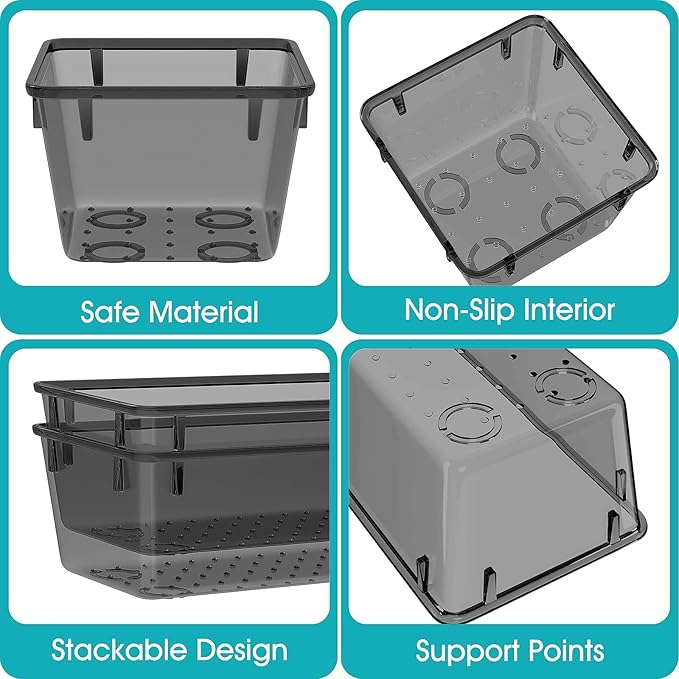 7 PCS Clear Plastic Drawer Organizers Set, Black