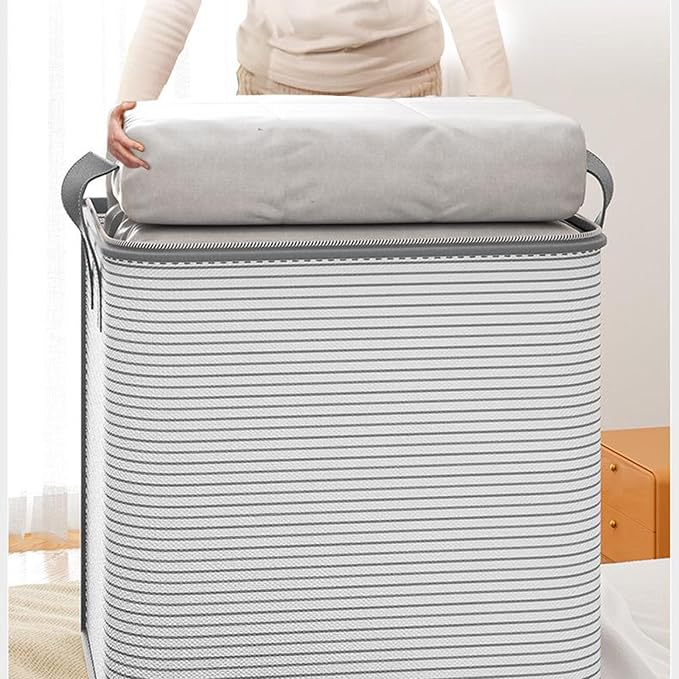 Heavy Duty Extra Large Clothes Moving Bags, Foldable Blanket Storage Bags, Closet Organizers Storage Containers with Durable Handle for Clothing, Blanket, Comforter (25.59x21.65x27.55in)