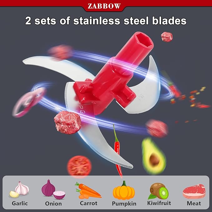Manual Food Processor,8 Cup Hand Powered Crank Chopper,Mincer Blender with Clear Container,for Vegetables Meat Fruits Onions