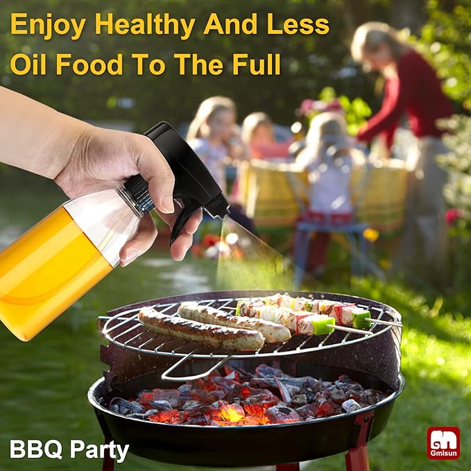 GMISUN Oil Sprayer for Cooking, 2 Pack Olive Oil Spray Bottle, 10 fl oz Food-Grade Plastic Oil Spritzer Mister, Refillable Oil Dispenser Bottle for Salad, BBQ, Grilling, Kitchen Baking, Roasting