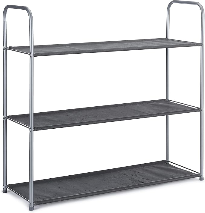 Amazon Basics Freestanding Closet Organizer with Fabric Bins, Drawers and 3 Shelves, Easy to Assemble, Grey, 32.7" x 12.2" x 31"