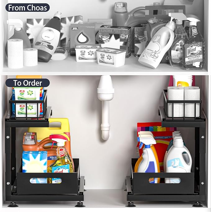 Under Sink Organizer, Rust Resistant 1 Pack Black