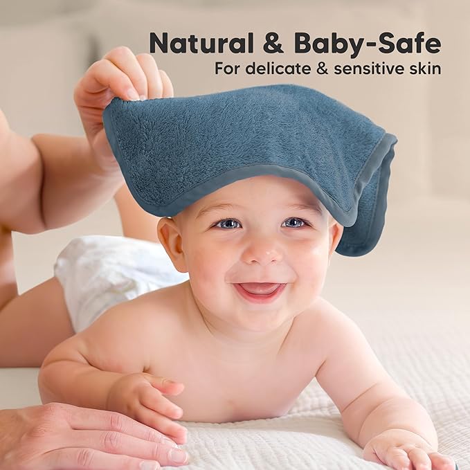 6-Pack Baby Washcloths – Soft Absorbent Viscose from Bamboo Washcloths for Face, Body, Baby Towels for Newborn, Kids, Toddlers, Infant, Gentle on Sensitive Skin, 10x10 Reusable Face Towels (Navy Blue)