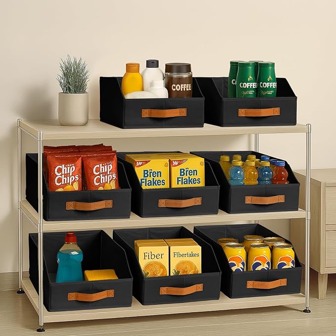 Homsorout Fabric Storage Bins for Organizing - 10 Pack Large Trapezoid Collapsible Storage Bins with Front Handle