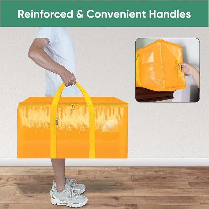 6-Pack Oversized Moving Bags with Reinforced Handles, Light Yellow, 6-Pack