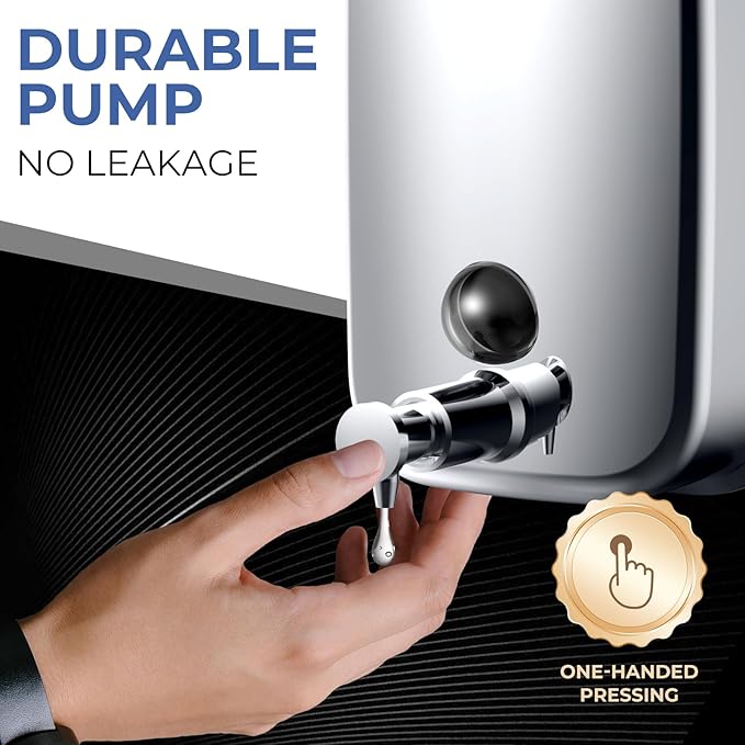 Commercial Soap Dispenser Wall Mount Stainless Steel Soap Dispensers Liquid Manual Anti-Leak Pump Hand Soap Dispenser for Bathroom Kitchen Silver (28 fl.oz./800ml)