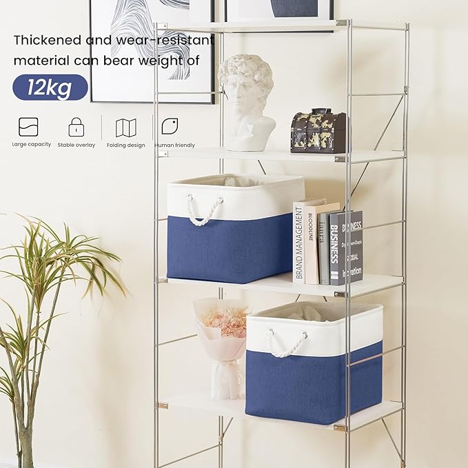 Large Storage Baskets- 16x12x12 inch Storage Bins for Shelves and Closet Organizing, Foldable Fabric Bin for Home Organization Clothes and Laundry