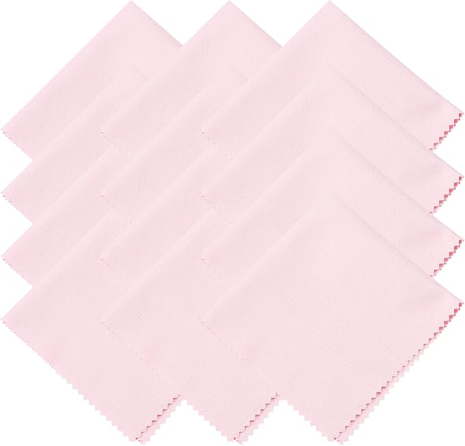 uxcell 12 Pcs Microfiber Cleaning Cloth for Glasses, 8 x 8 Inch Eyeglass Cleaning Cloth, Glasses Cleaner Wipes for Electronics Lenses Screens Cameras Cell Phones, Pink