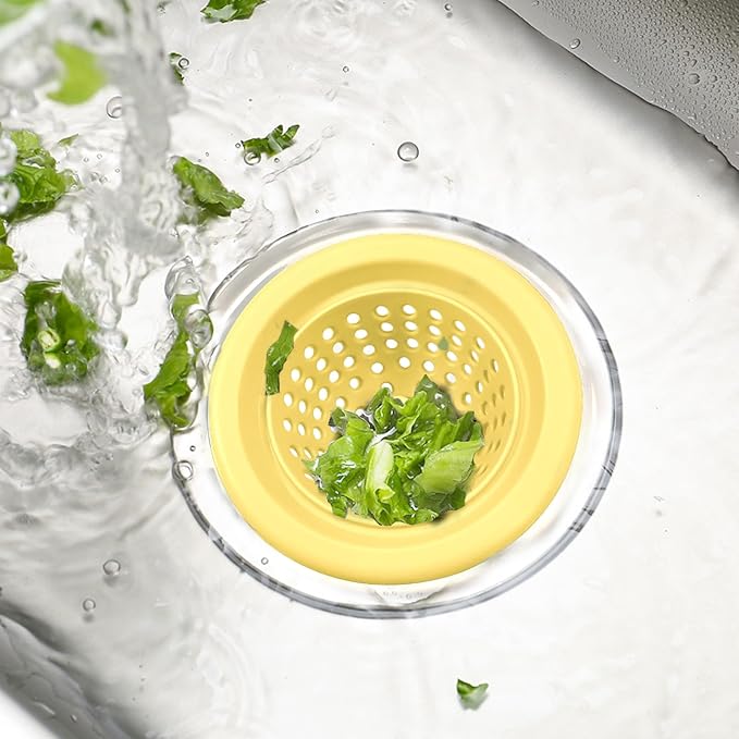 Silicone Strainer for Kitchen Sink, 2 Pack, Stainless Steel Reinforced, Basket Strainer, Drain Cover, Food Catcher, Debris Trap