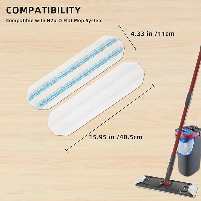 Flat Mop Replacement Pads Compatible with H2prO , H2pro Flat Mop Replacement Pads, Washable & Reusable Microfiber Mop Head/Refill ( Pack of 2)