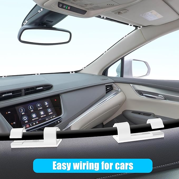 XHF 35pcs Large Self Adhesive Cable Clips White,Wire Clips Cable Management Wire Organizer Cord Holder for Under Desk, Car, Wall, TV PC Ethernet Cable