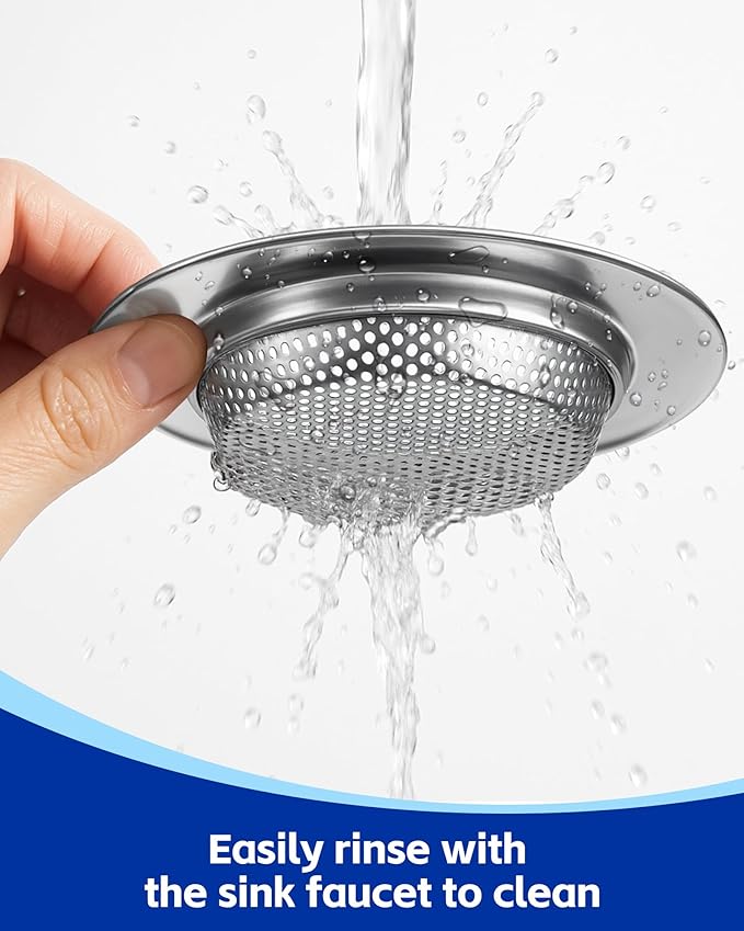 4-Pack Kitchen Sink Drain Strainer, Sturdy Stainless Steel, for Most Kitchen Sink, Effectively Catches Food Particles to Keep Drain Cleanliness