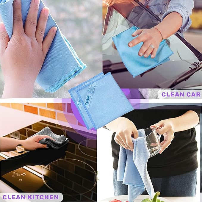 Window Cleaning Cloth, Glass Cleaning Cloth, Streaks Schatches Free. (Blue Pack 2)