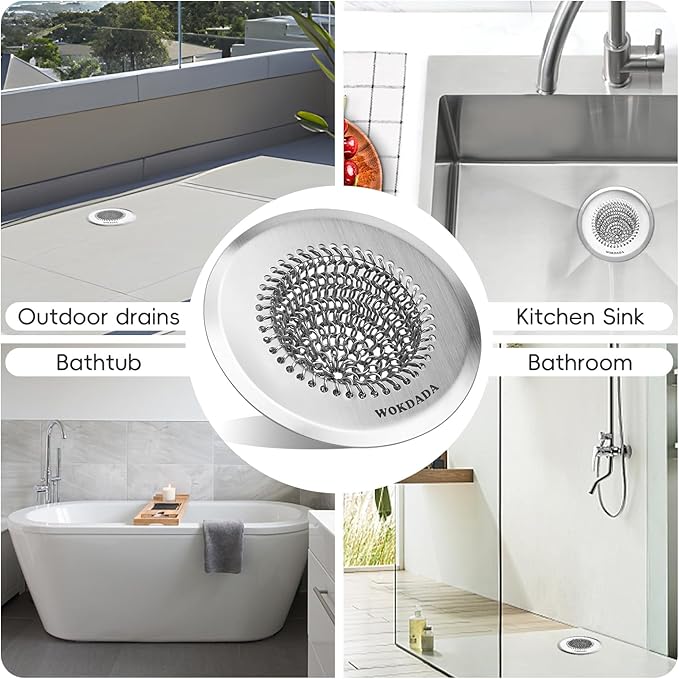 2 Pack Wokdada Bathtub Drain Hair Catcher, Wokdada Fast Drainage Shower Drain Hair Catcher