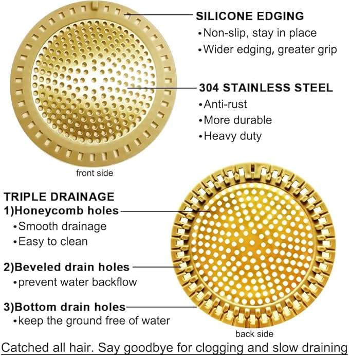 Seatery 2PCS Hair Catcher Shower Drain/Strainer/Cover/Filter/Trap, Bathtub Drain Cover Hair Catcher, Hair Stopper for Bathroom Sink/Floor Drain