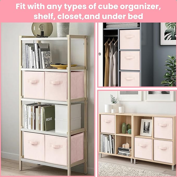 Criusia Storage Cubes - 13 Inch Heavy Duty Fabric Storage Bins for Shelves Closet Cube Organizer