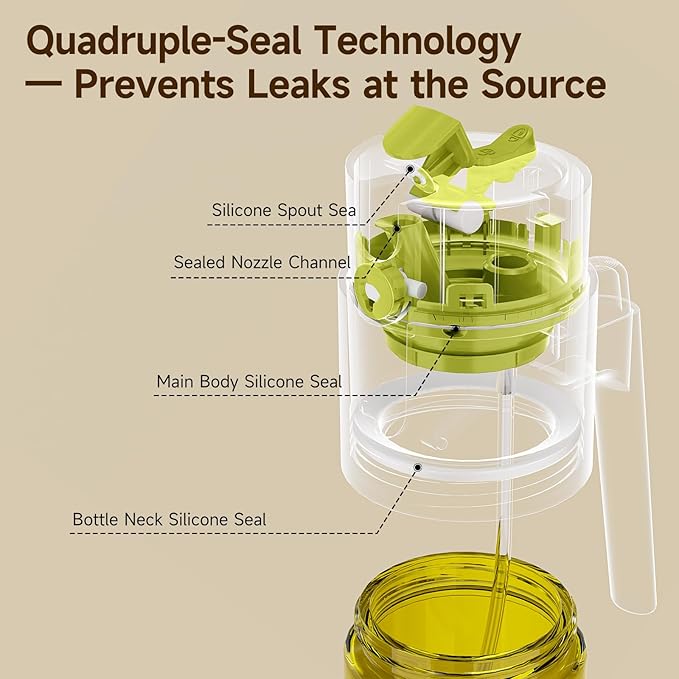 2-Pack Black and Green Oil Sprayer Set, Two 500ml 2-in-1 Glass Bottles for Multi-Oil Organization, Meal Prep, BBQ, Salad