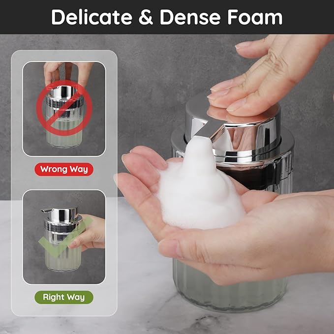 Segbeauty Foaming Hand Soap Dispenser Clear, 10.1oz Refillable Plastic Pump Bottle, 300ml Empty Foam Liquid Soap Lotion Dispenser for Bathroom Kitchen Counter Decor