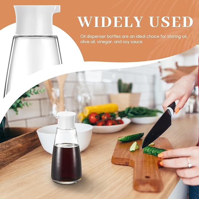 1 Pcs 9.6 oz Cruet Dispenser for Olive Oil Vinegar Soy Sauce Dispenser Bottle Glass Soy Sauce Container Oil Bottle for Kitchen Cooking Barbecue(White)