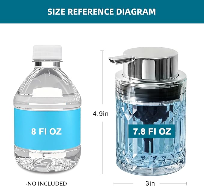 RYTOXILO Foaming Soap Dispenser, 2 Pack Clear Glass Foam Hand Soap Dispenser for Bathroom, Refillable 7.8 Fl Oz Foamy Pump Bottle with Plastic Sliver Pump, Modern Dish Soap Foam Dispenser Container