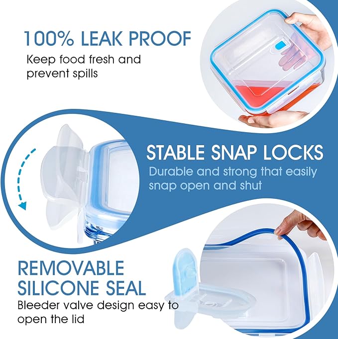 NUTRIUPS 112/68/34/17oz Square Large Glass Food Storage Containers with Airtight Lids, Meal Prep Containers, Ideal for Baking and Storing Casseroles, Lasagnas, Vegetables, Fruits,4-Piece Set