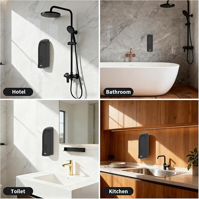 Shampoo Conditioner Body Wash Dispenser, Wall-Mounted Shower Soap Dispenser 10fl.oz/300ml, No Drill Refillable Bathroom soap Dispenser for Bathroom,Kitchen,Hotel and Airbnb,White CD-1049