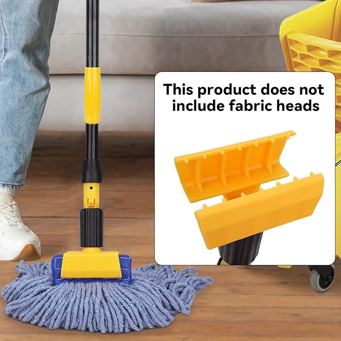 BeiLan Mop Handle Commercial Heavy Duty - 57 Inch Industrial Metal Mop Stick with Jaw Clamp Replacement for Floor Cleaning - Professional Gripper Mops Head Replacement Holder