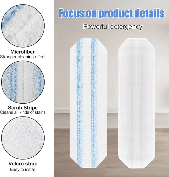 5 Pack H2prO Mop Pads Replacements Compatible with OCedar H2prO Flat Mop System,Microfiber Mop Pads Head Replacements for O Cedar H2prO,Machine Washable and Reusable for H2prO Mop Refills