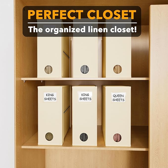 6 Pack Bed Sheet Organizers and Storage, Beige, 6 Pack