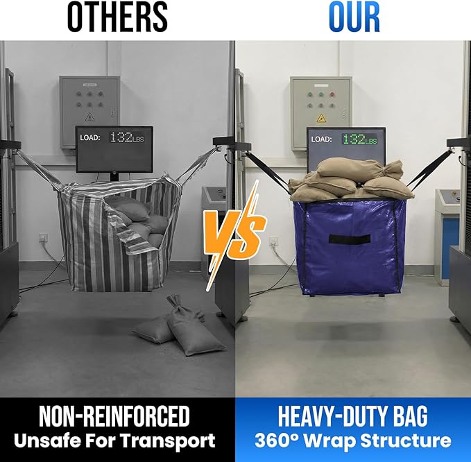 8 Pack Dark Blue Extra Large Moving Bags, Heavy Duty Totes with Visible Window
