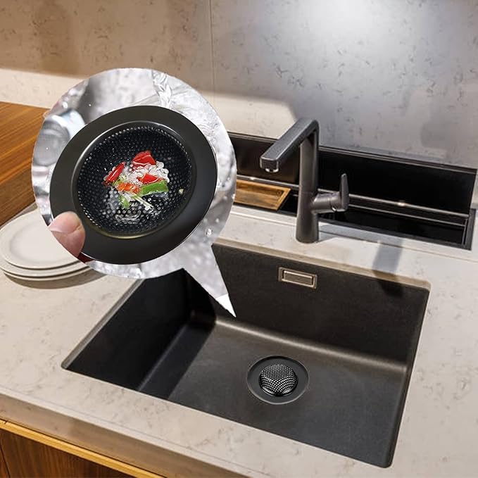 2 Pcs Black Stainless Steel Mesh Sink Drain Strainer, 2.16" Top/1.29" Kitchen Filter Trap Basket